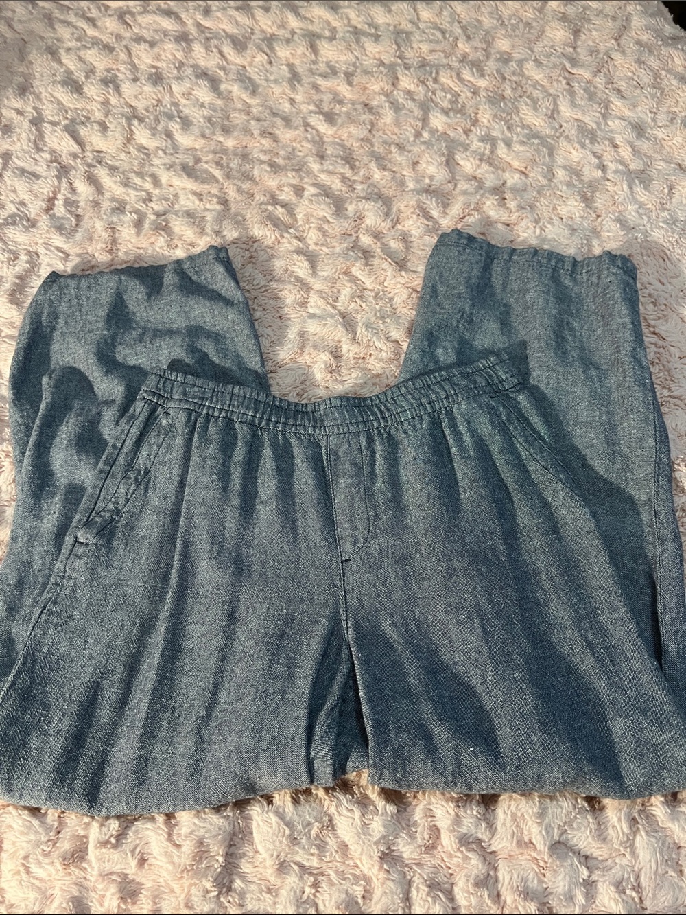 Women’s Blue-Gray Elastic-Waist Casual Pants